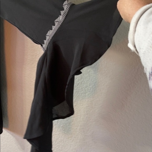 Cruel Denim Women's Georgette black boho western blouse flutter sleeve size L - Picture 7 of 9